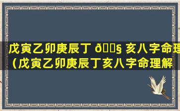 戊寅乙卯庚辰丁 🐧 亥八字命理（戊寅乙卯庚辰丁亥八字命理解 🦁 析）